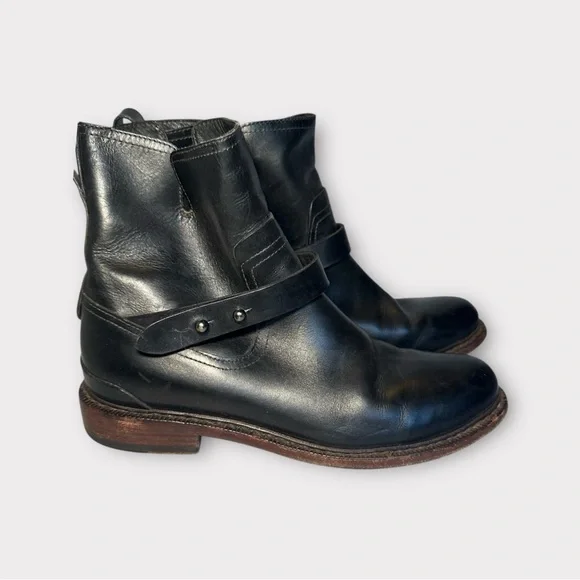 Rag & Bone Black Leather Moto Boots, Size 9 - Picture 3 of 9